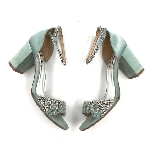 Badgley Mischka Embellished Ankle Strap Heels Size 6.5 - Picture 1 of 11